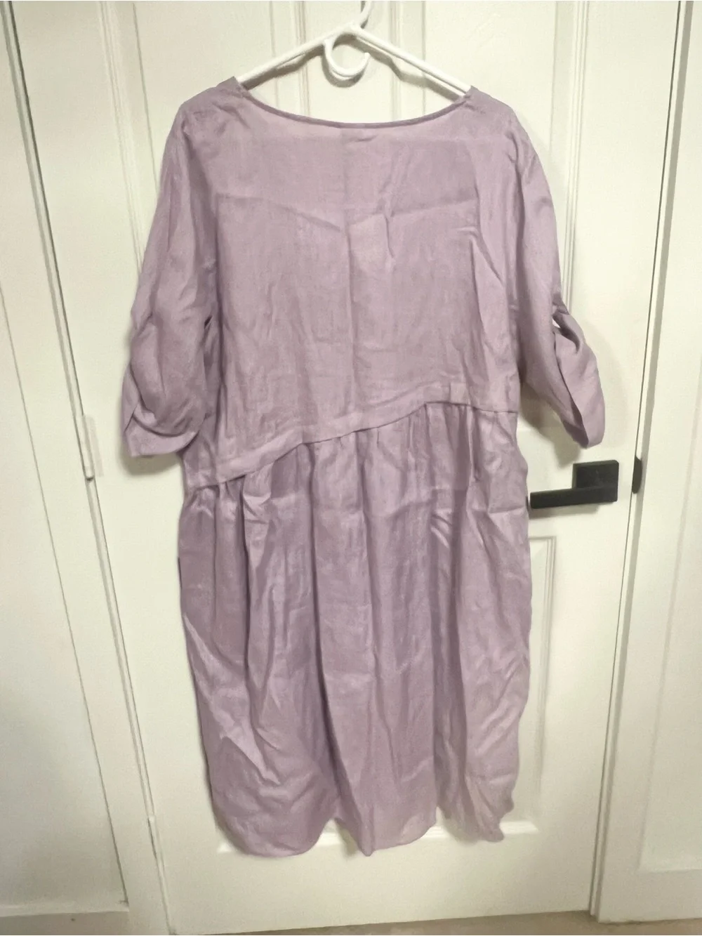 NWT  Lintico 100% Linen Midi Dress XXL Lavender Asymmetrical relaxed